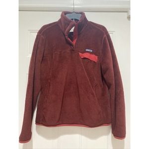 Patagonia Women's Synchilla Red Fleece Snap-T Pullover Jacket Size Large